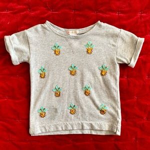 J.Crew Crewcuts gray pineapple rhinestones top Girl 4 5